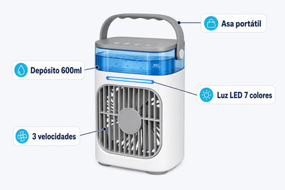 Frosty™ - depósito 600ml, luz LED 7 colores, 3 velocidades, asa portátil