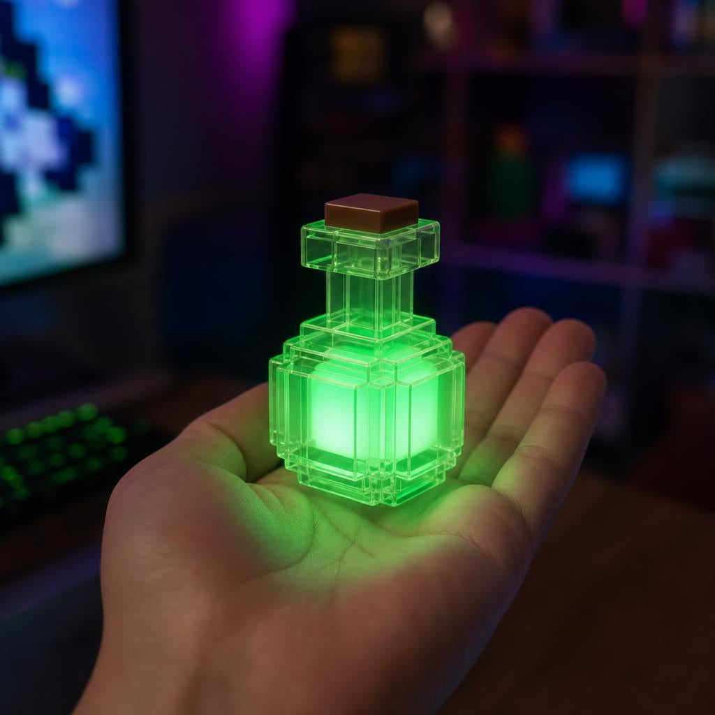 Voxel pocion pixel tamano real en la mano