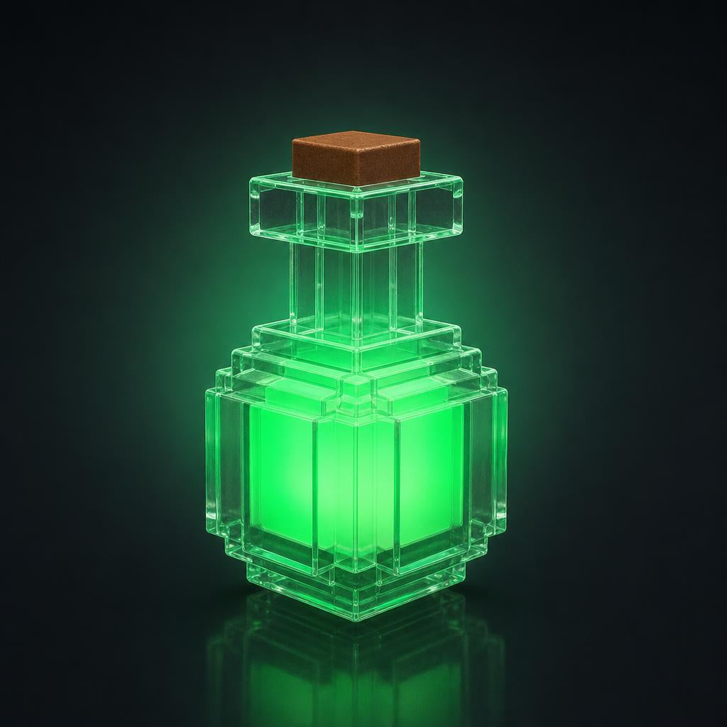 Voxel lampara pocion pixel verde